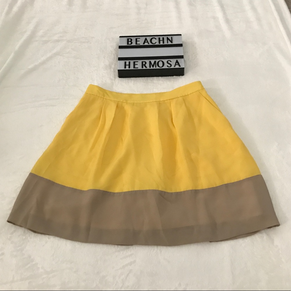 Jcrew Yellow & Taupe Colorblock Skirt